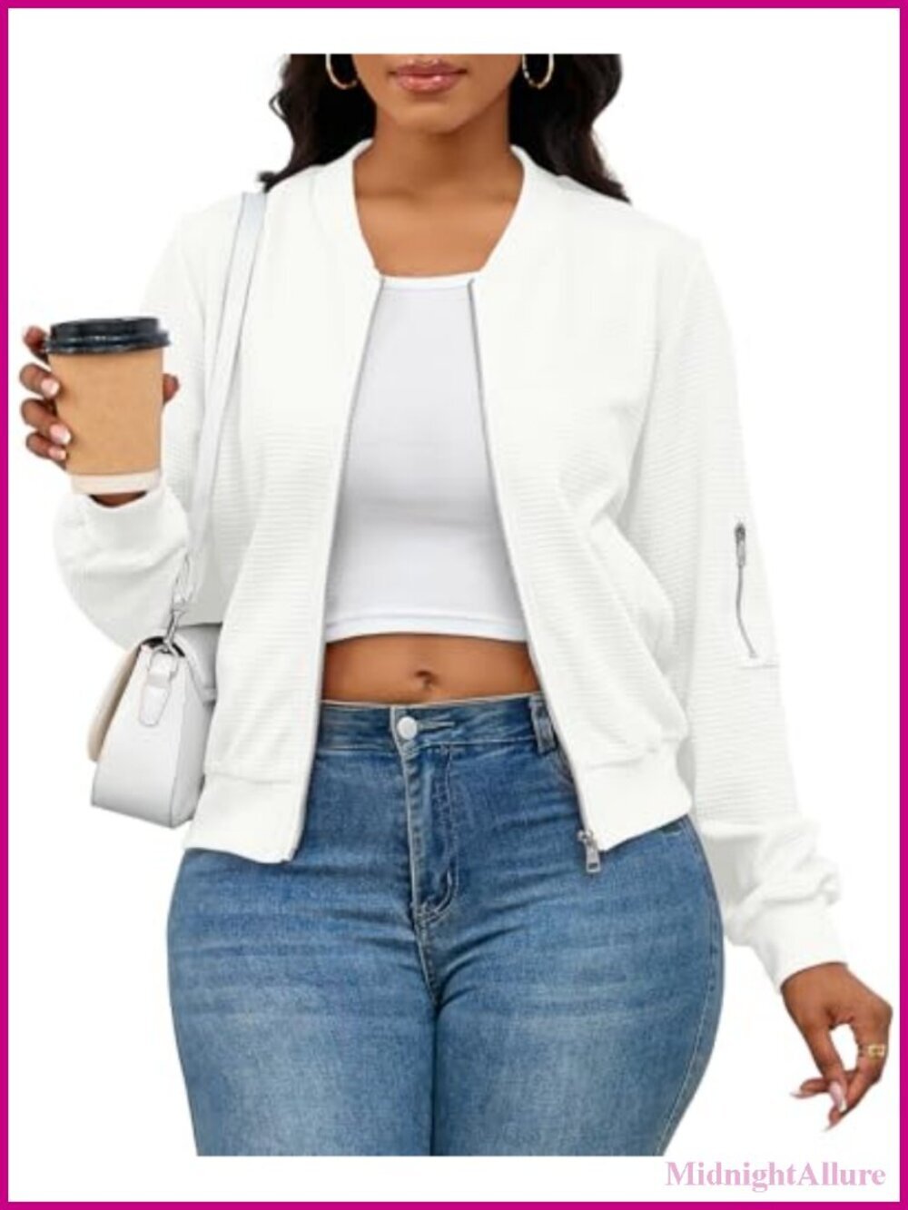 Full Zip Up Comfy Loose Long Sleeve Sweatshirt Jacket with Pockets